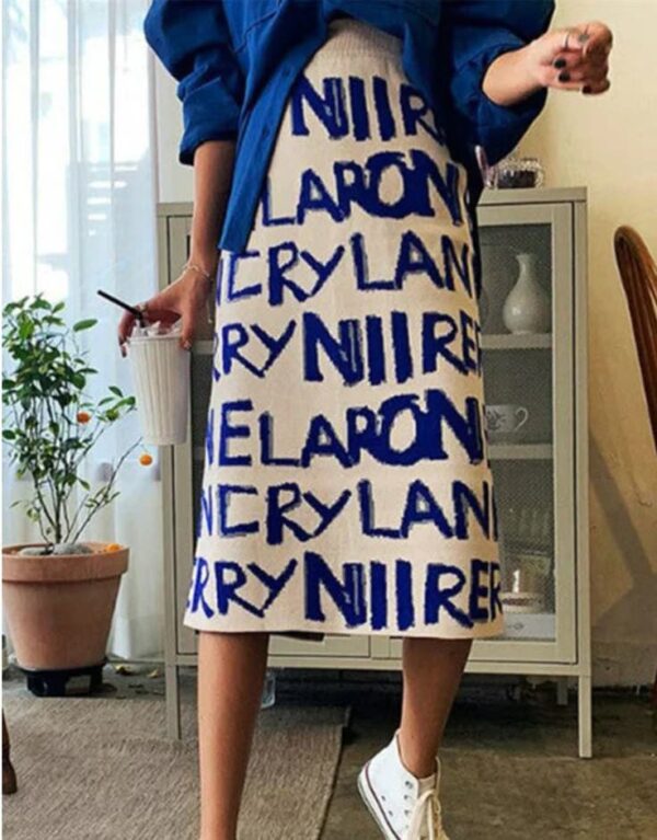 skirt with letter in blue ink