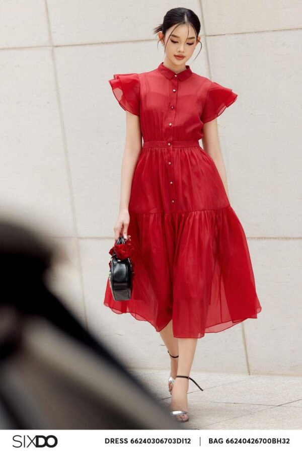 thin red dress